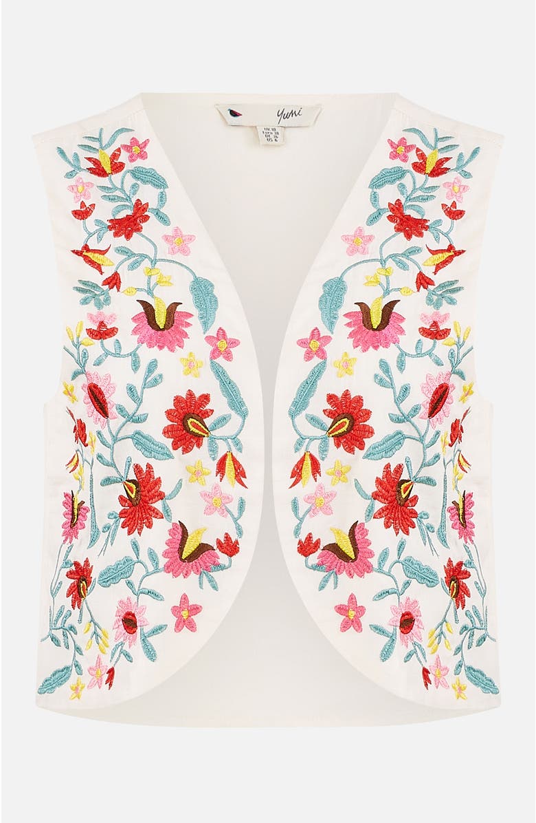Yumi Folk Embroidered Cotton Waist Coat, Alternate, color, Multi