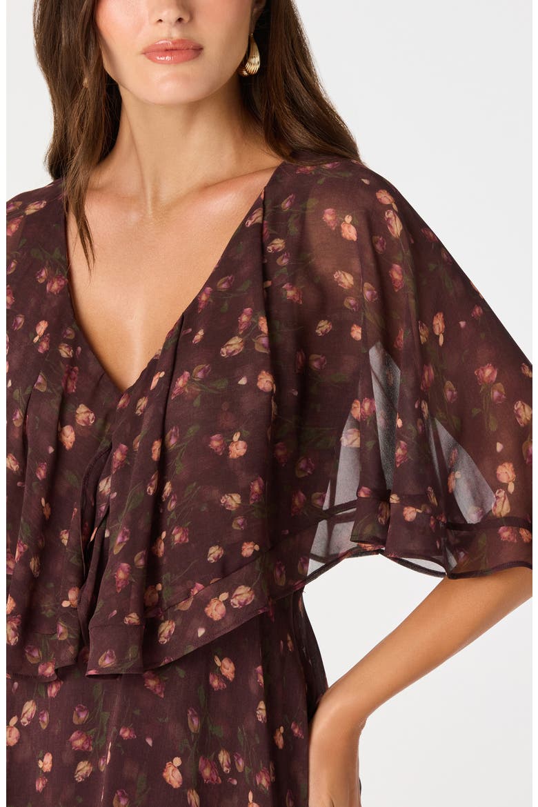 Lilah Floral Chiffon Minidress, Alternate, color, EGGPLANT FLORAL
