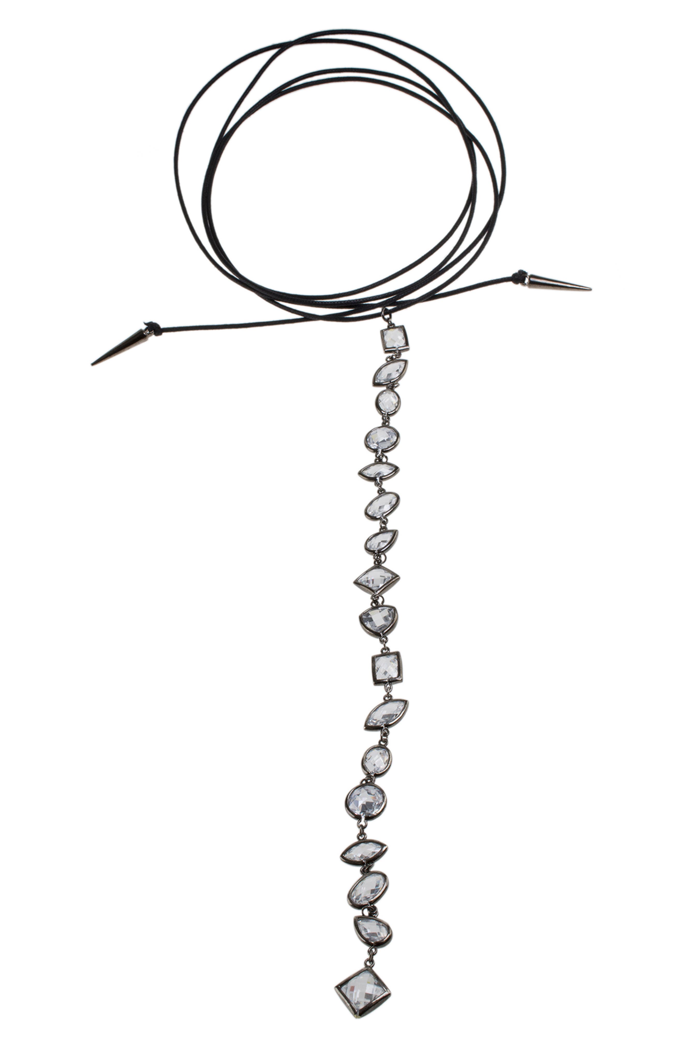 CZ by Kenneth Jay Lane Double Wrap Cubic Zirconia Drop Choker Necklace