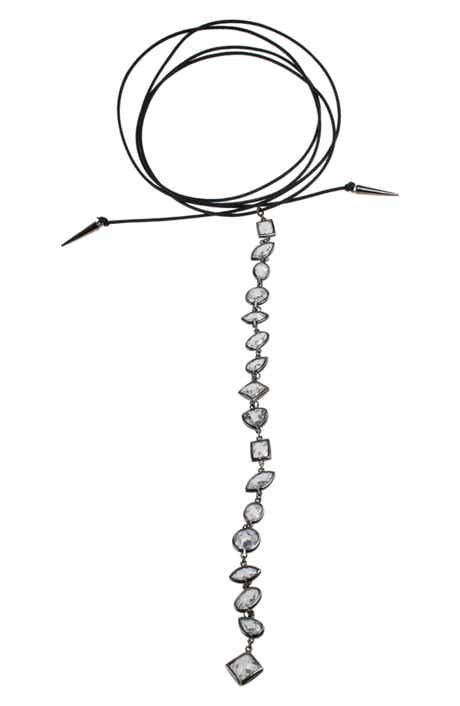 CZ by Kenneth Jay Lane Double Wrap Cubic Zirconia Drop Choker Necklace