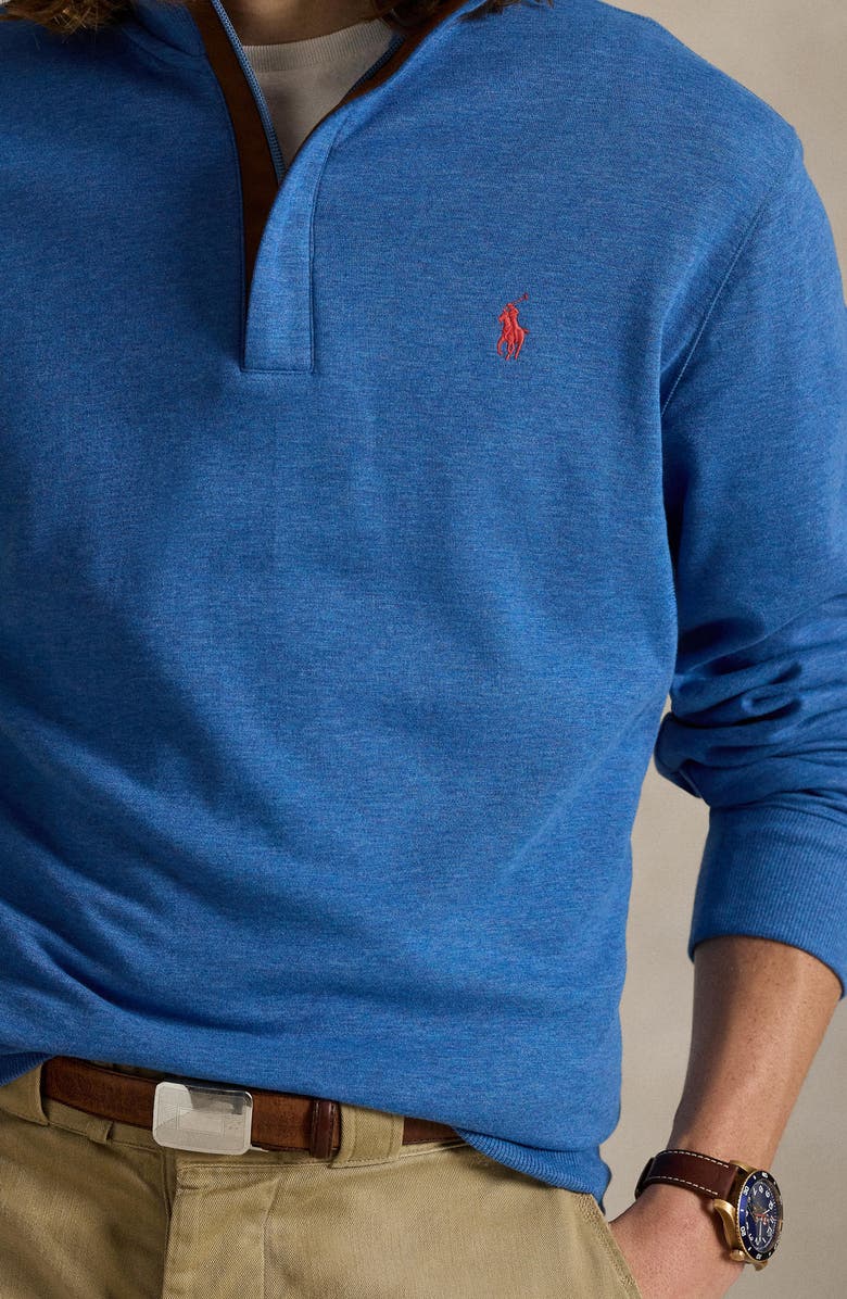 Polo Ralph Lauren Cotton Blend Quarter Zip Pullover, Alternate, color, Fresh Surf Heather/C7998