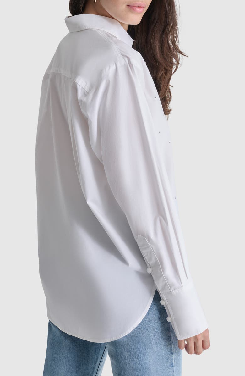 DKNY Jeans Rhinestone Cotton Button-Up Shirt, Alternate, color, 