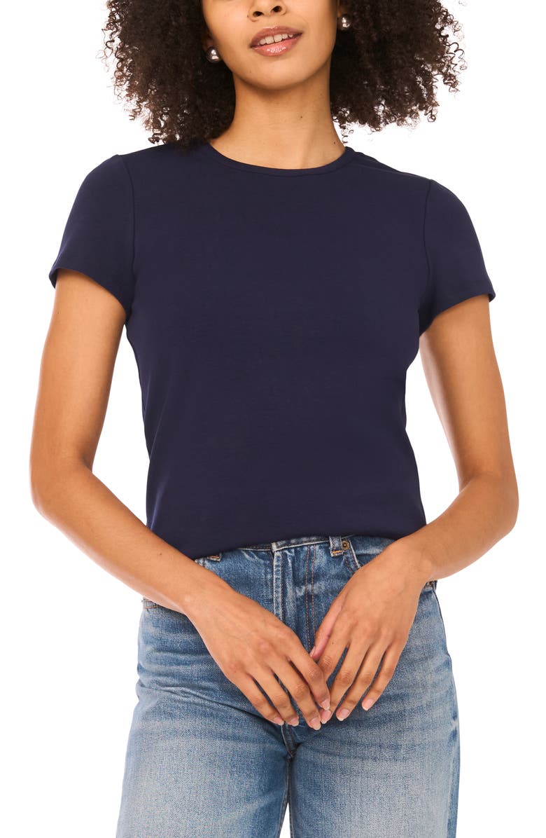 Vince Camuto Keyhole Back T-Shirt, Main, color, Classic Navy