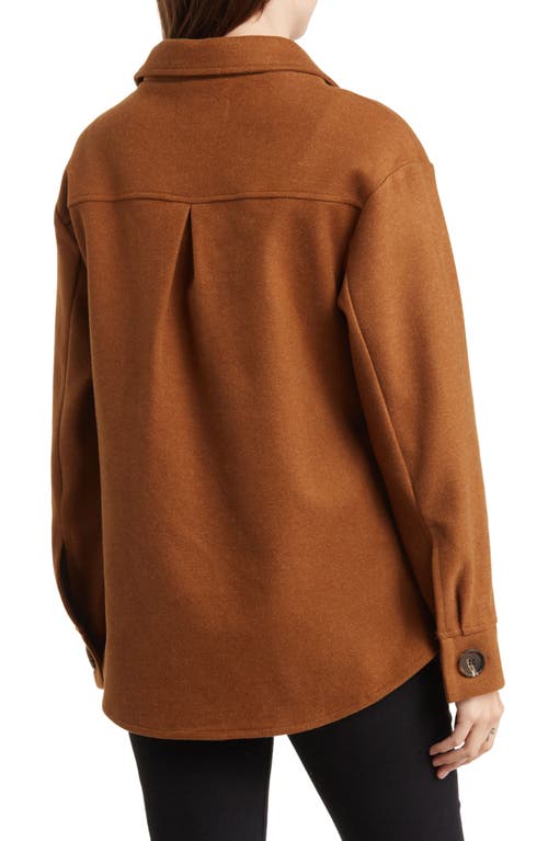 Ookie & Lala Faux Wool Shacket In Nutmeg