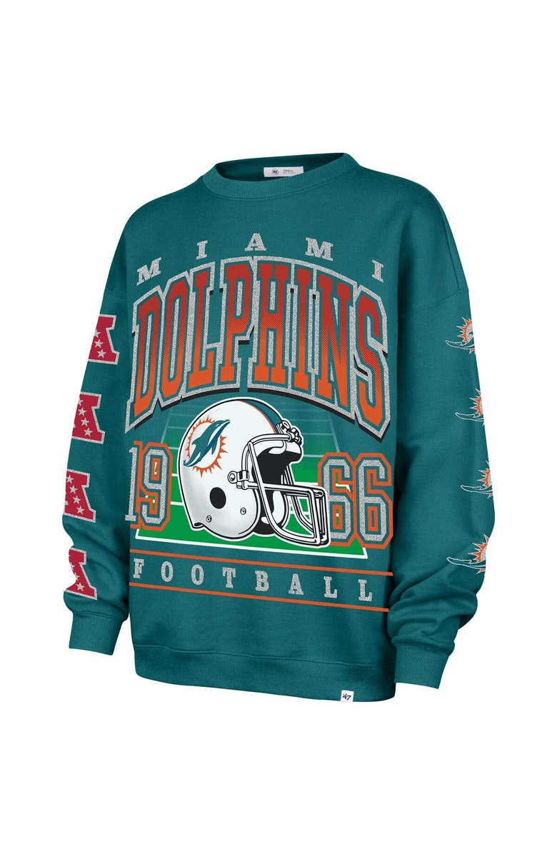 '47 Women's '47  Aqua Miami Dolphins Go Big Oversized Pullover Sweatshirt, Alternate, color, Aqua