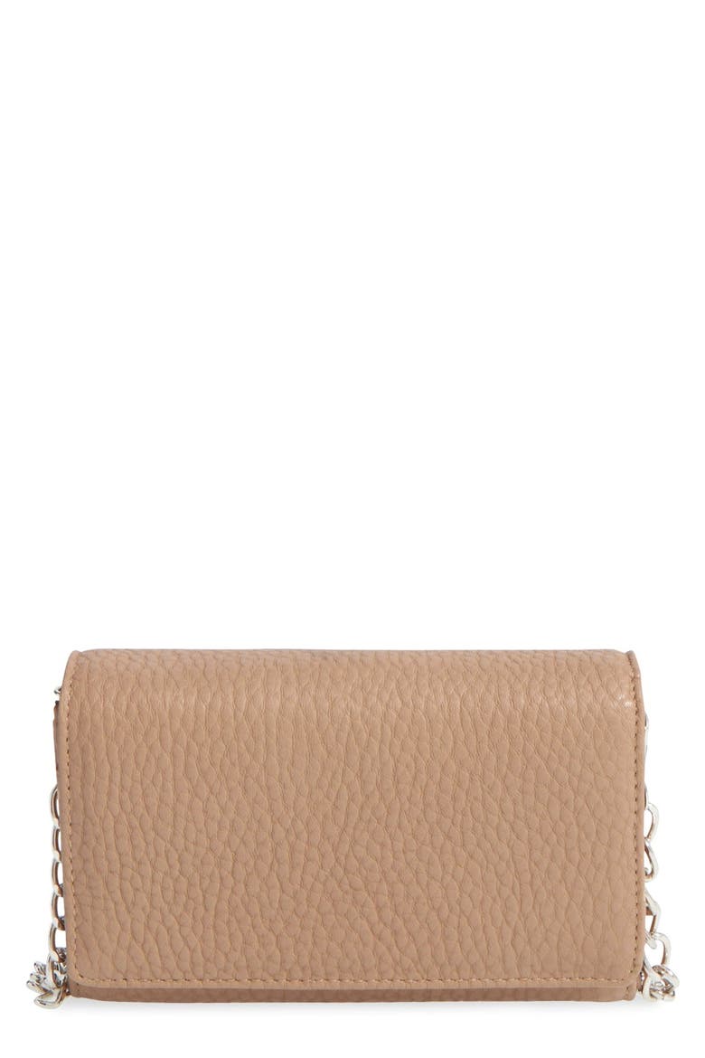 Faux Leather Wallet on a Chain, Main, color, CAMEL