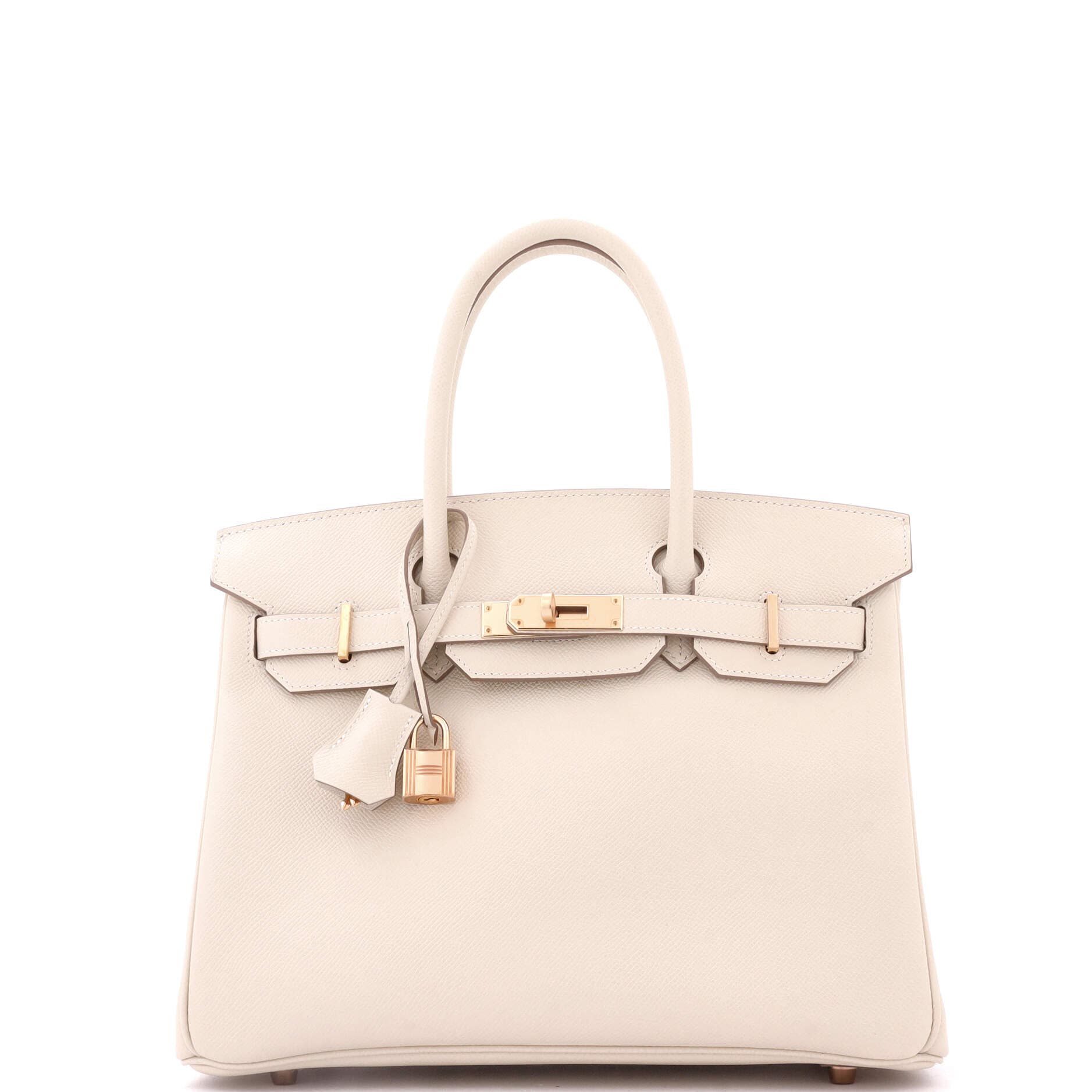 Pre-Owned Hermes Birkin Handbag Light Epsom with Rose Gold Hardware 30, Main, color, 