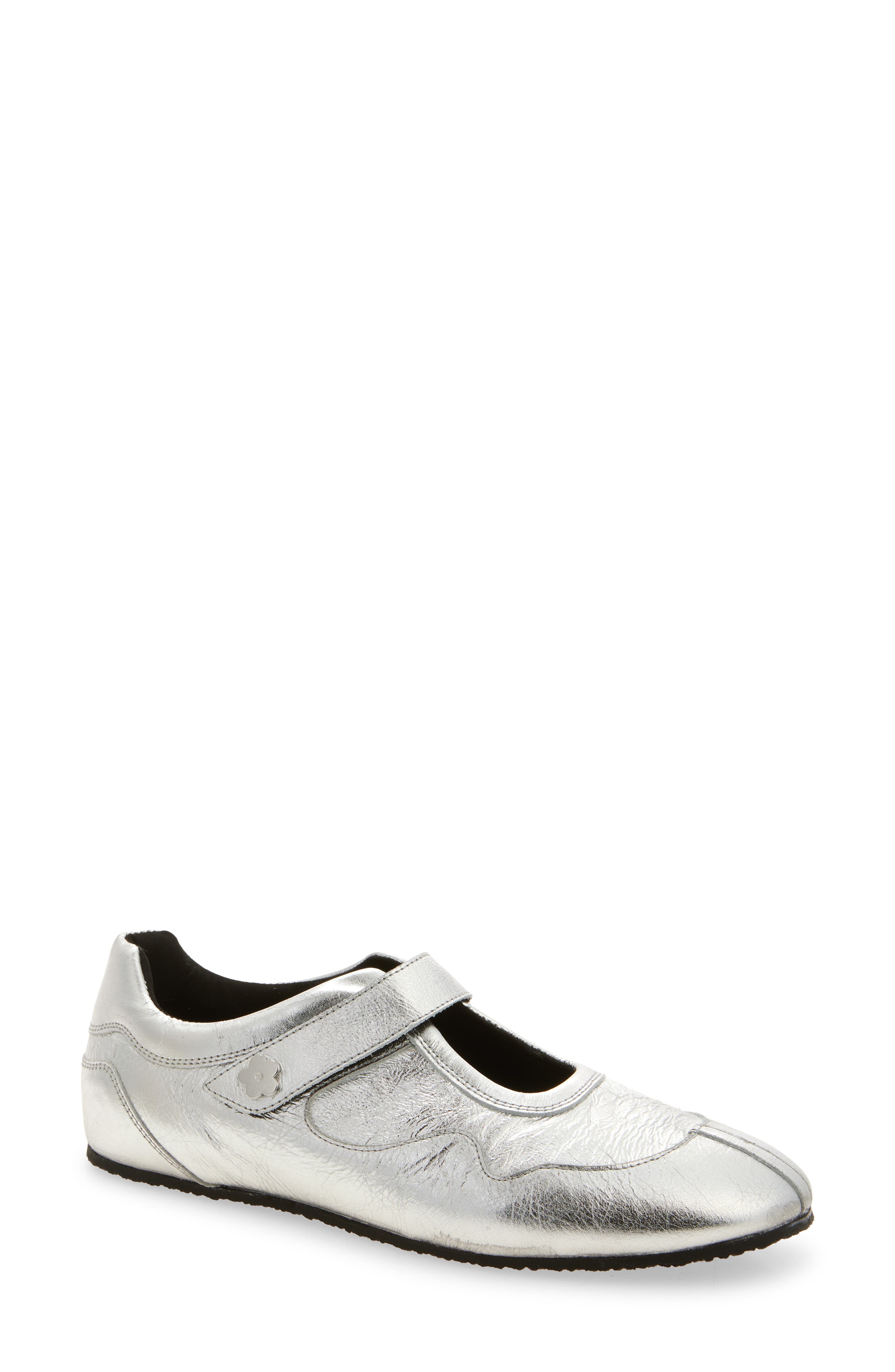 Cecilie Bahnsen Cosmo Sneaker, Main, color, Silver Textured Leather