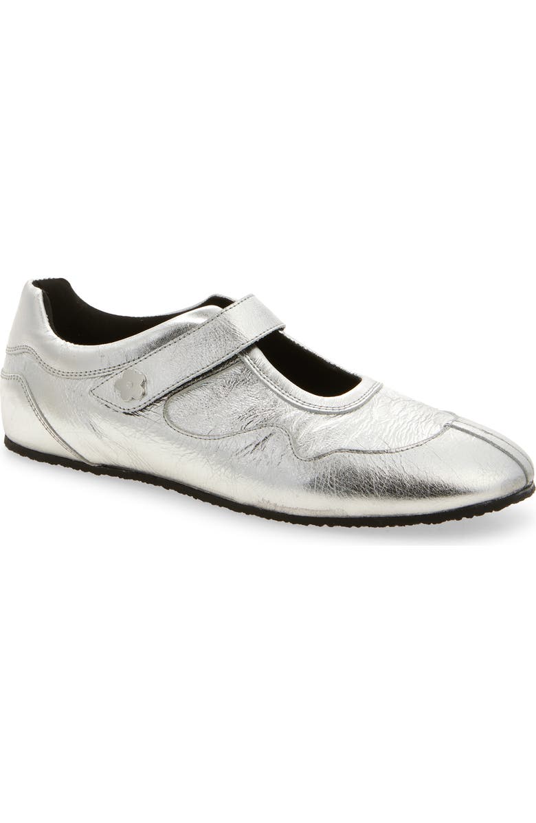 Cecilie Bahnsen Cosmo Sneaker, Main, color, Silver Textured Leather