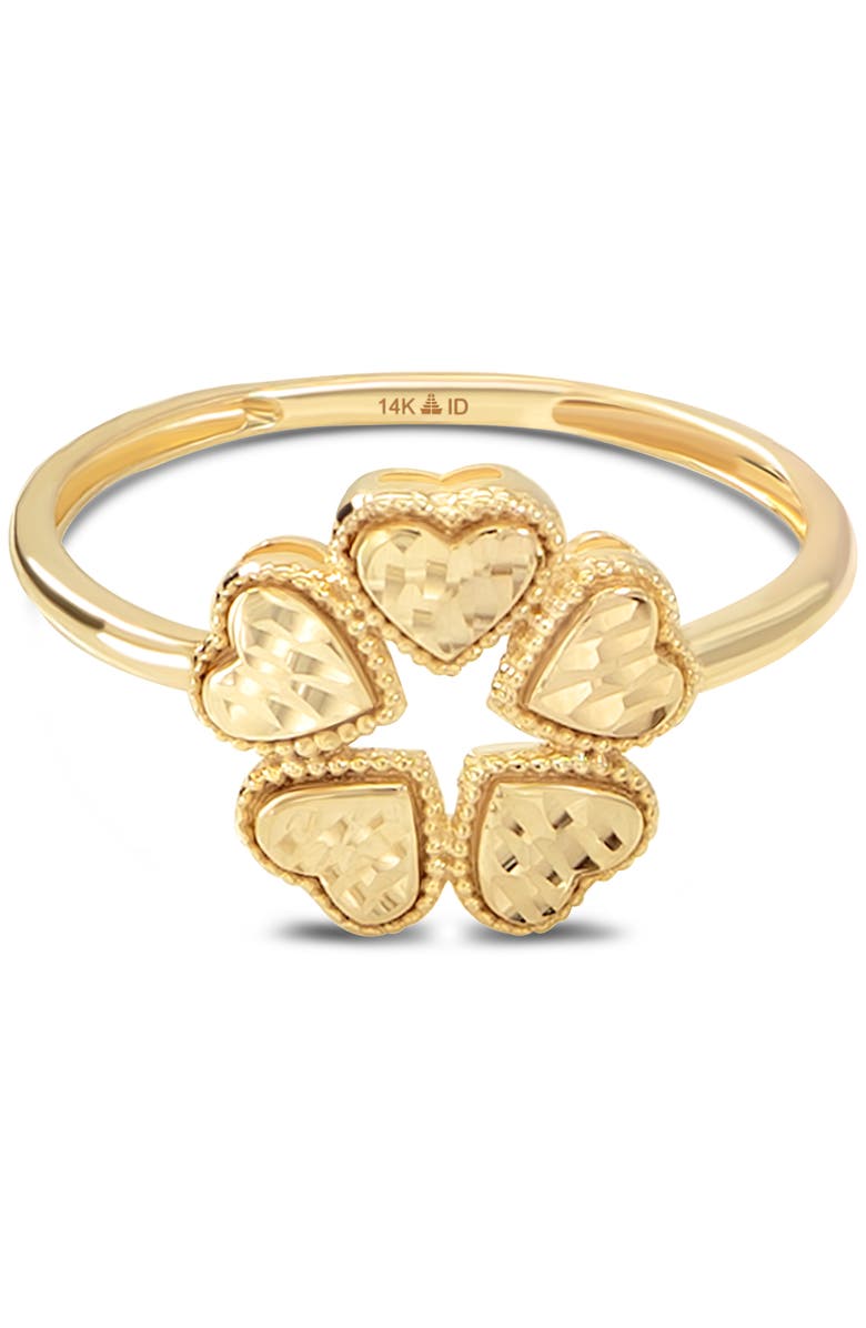 DEVATA Clover Heart Ring in 14K Gold, Main, color, Yellow Gold