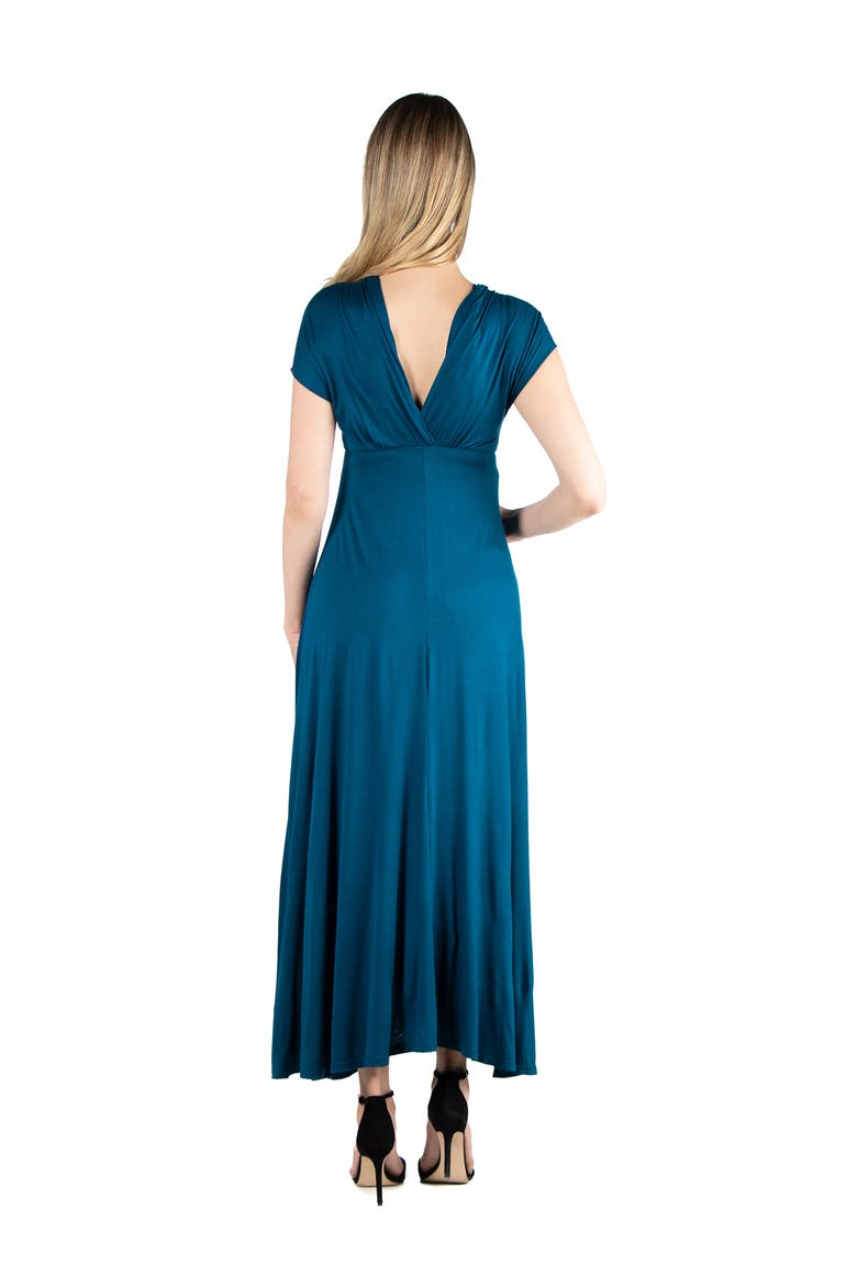 Maternity Cap Sleeve V-Neck Maxi Dress, Alternate, color, Teal