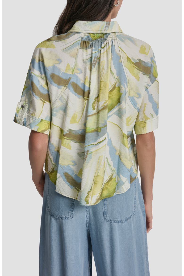 Print Short Sleeve Roll Tab Shirt, Alternate, color, MARCH WATERCOLOR