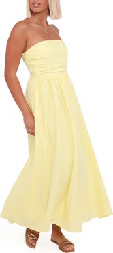 Petal & Pup Kayt Strapless Linen Blend Maxi Sundress