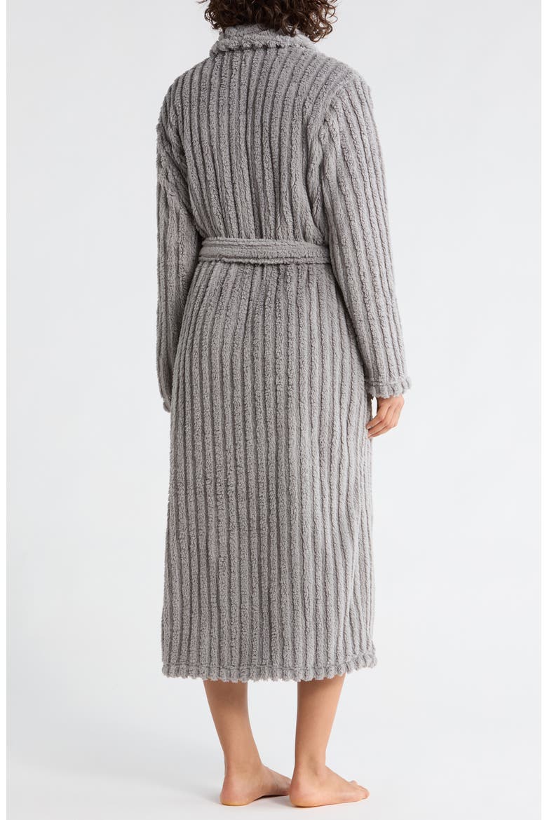 Textured Plush Fleece Robe, Alternate, color, GREY FROST