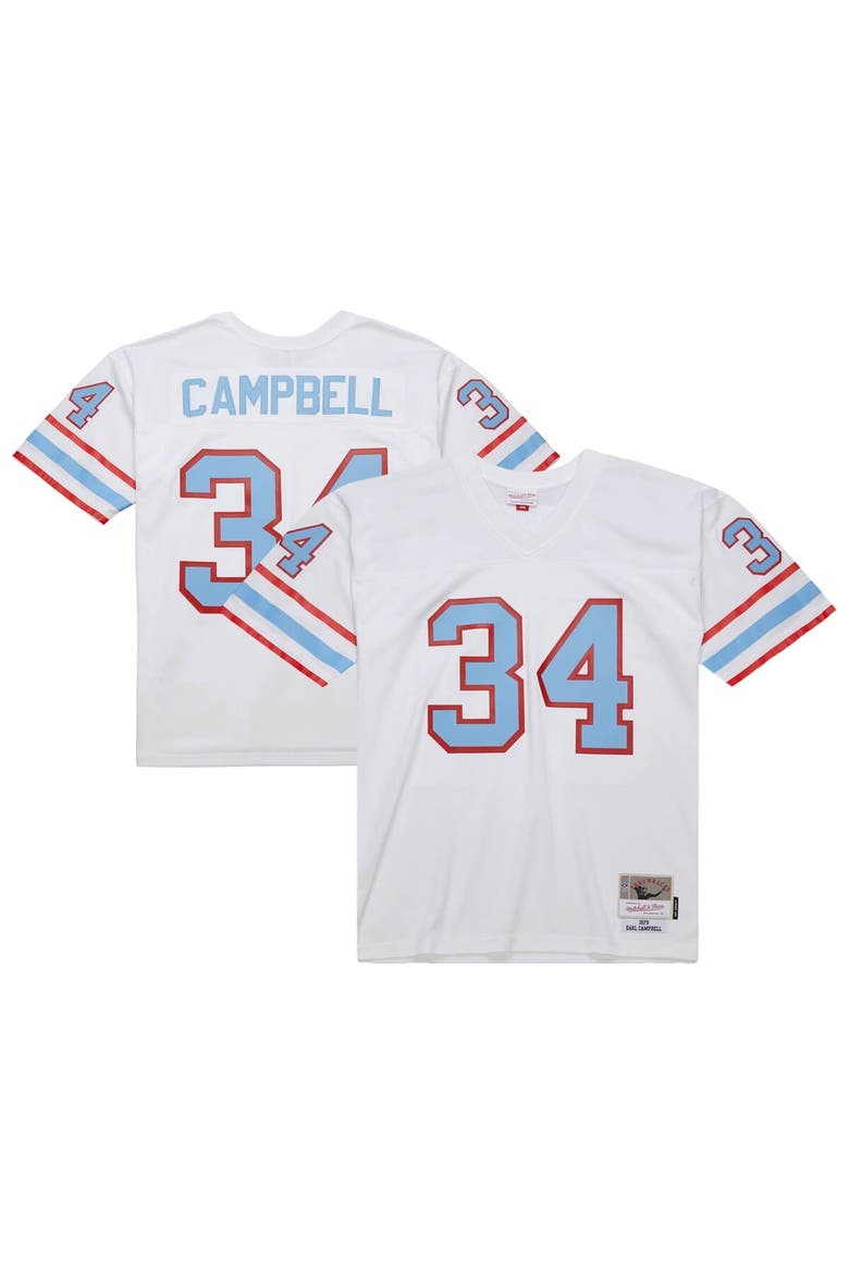Men's Mitchell & Ness Earl Campbell White Houston Oilers 1979 Legacy Replica Jersey, Alternate, color, White