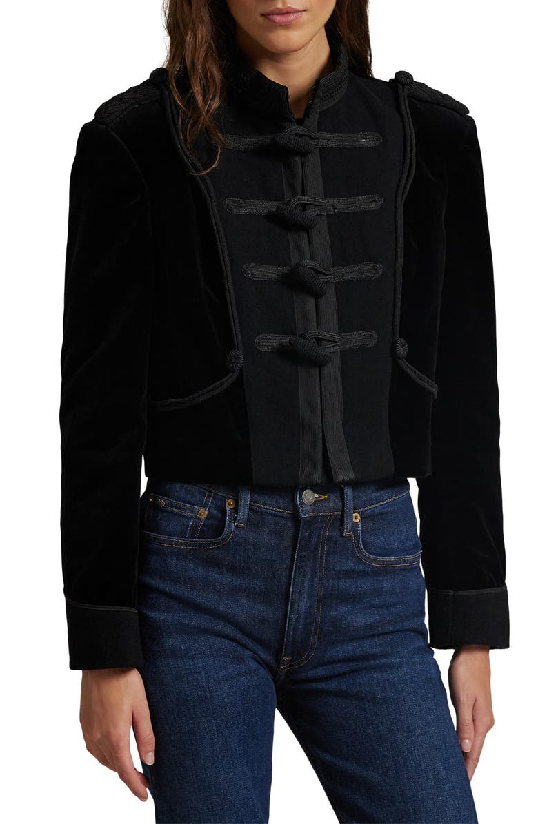 Polo Ralph Lauren Soutache Trim Velveteen Toggle Jacket, Main, color,
