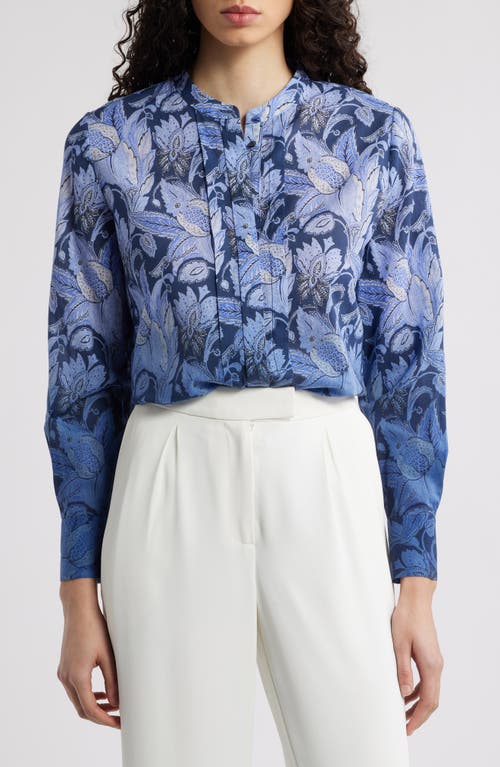 Kobi Halperin Napa Ombre Floral-print Blouse In Blue Multi