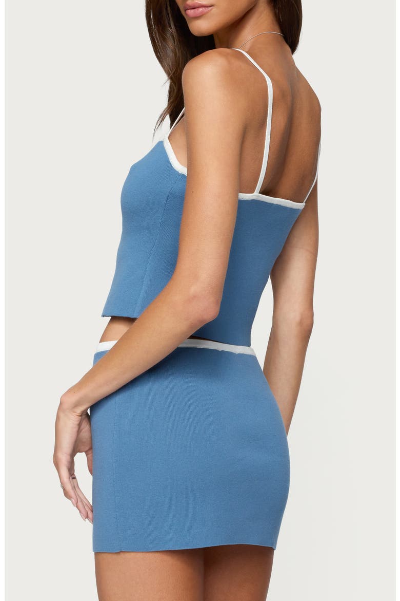 Phoebe Contrast Detail Cotton Blend Knit Tank, Alternate, color, BLUE