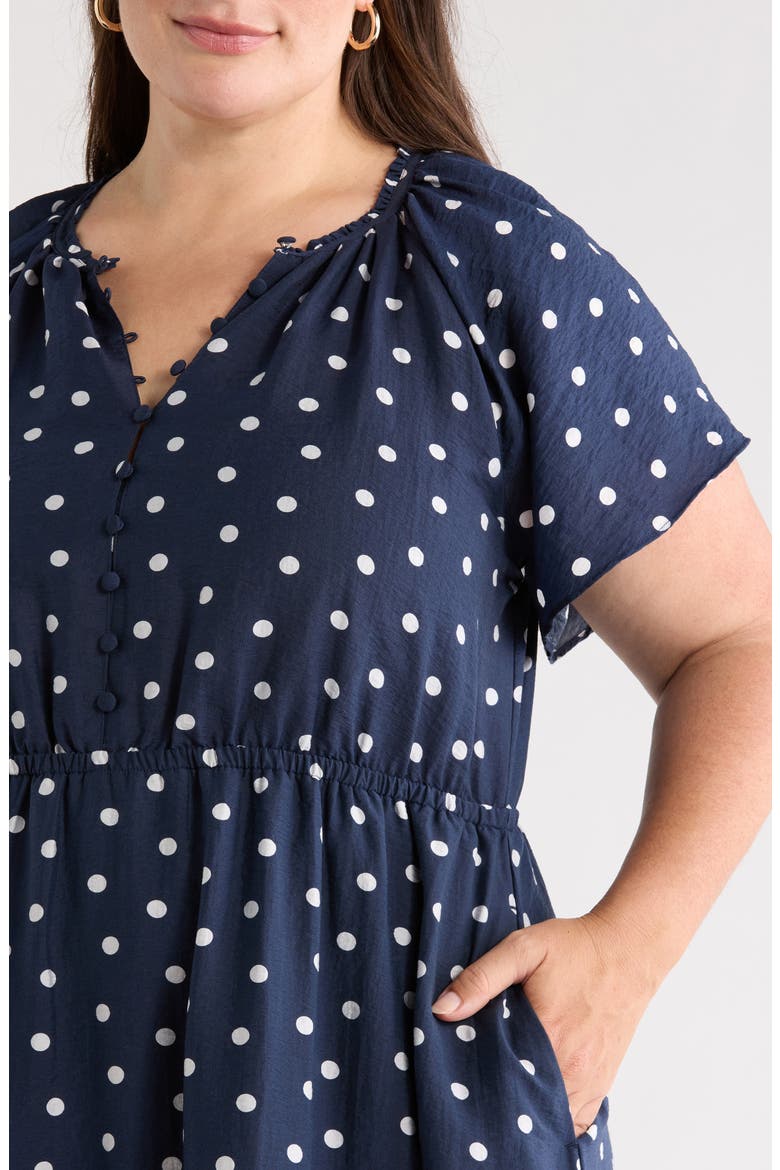 Flutter Sleeve Tiered Dress, Alternate, color, NAVY STILL- WHITE TOSS DOT