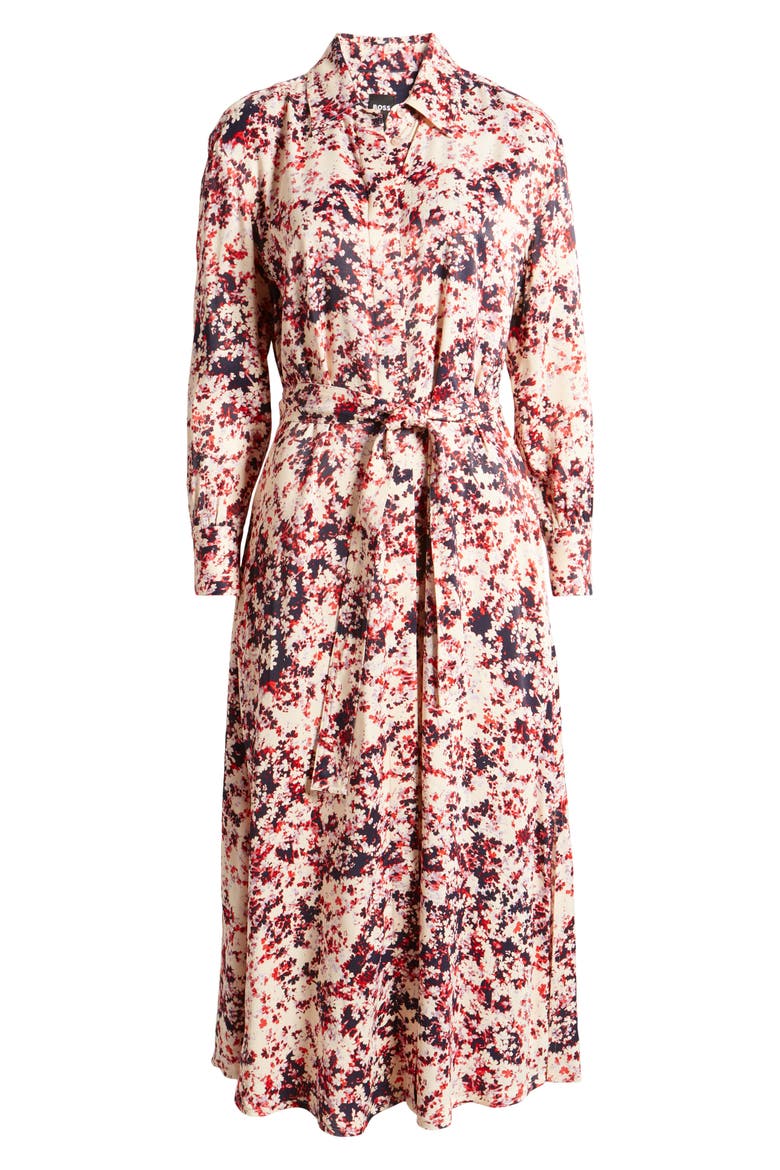 Davivio Tie Belt Long Sleeve Shirtdress, Alternate, color, HOPE FLOWER FANTASY