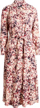 BOSS Davivio Tie Belt Long Sleeve Shirtdress