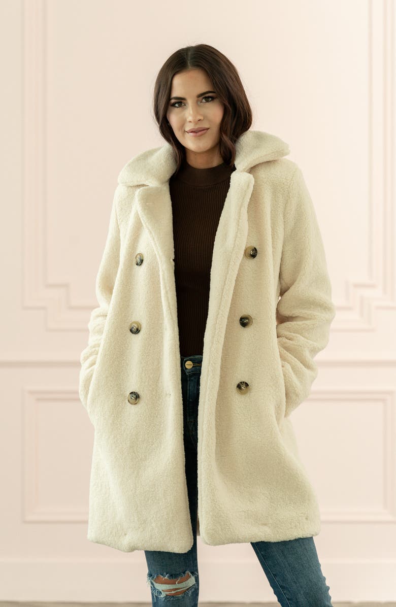 Rachel Parcell Faux Shearling Coat, Main, color, 