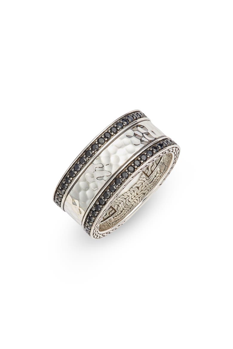 Classic Chain Hammered Band Ring, Main, color, SILVER