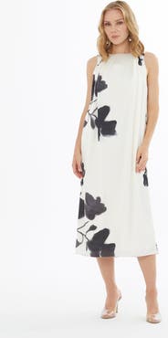 Gizia Round Neck Long Sleeve Pleated Elegant Dress