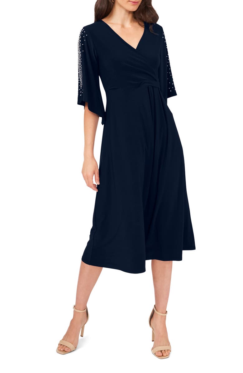 Chaus Faraj Embellished Faux Wrap Dress, Main, color, 