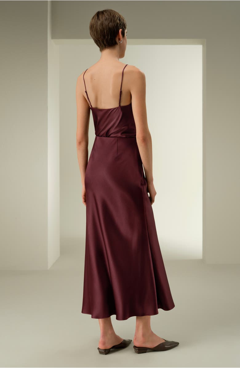 Lilysilk Double-Faced Silk Charmeuse Maxi Skirt, Alternate, color, Pinot Noir