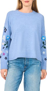 CeCe Embroidered Crewneck Sweater