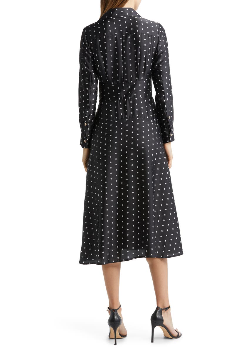 Tahari ASL Polka Dot Hammered Satin Faux Wrap Dress, Alternate, color, 