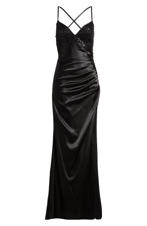 City Studio Bead & Sequin Bust Dress In Black