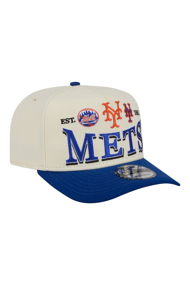 Men's New Era Cream New York Mets Throwback Tri-Hit A-Frame 9FIFTY Adjustable Hat, Alternate, color, Cream