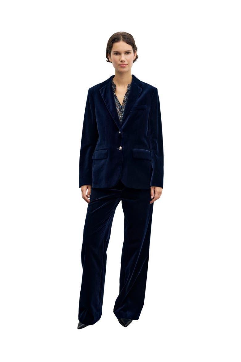 Jyna Velvet Suit Blazer, Alternate, color, Navy Blue