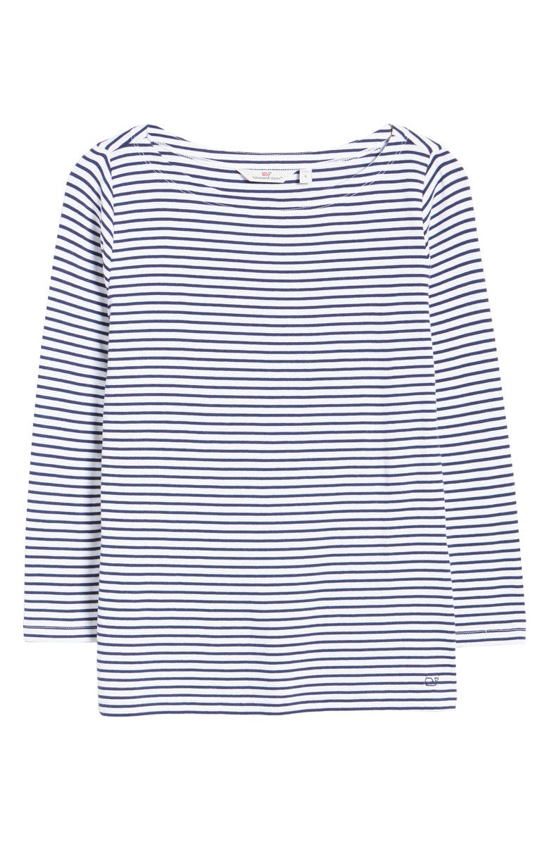 vineyard vines Stripe Simple Boatneck Cotton Blend Top, Alternate, color,