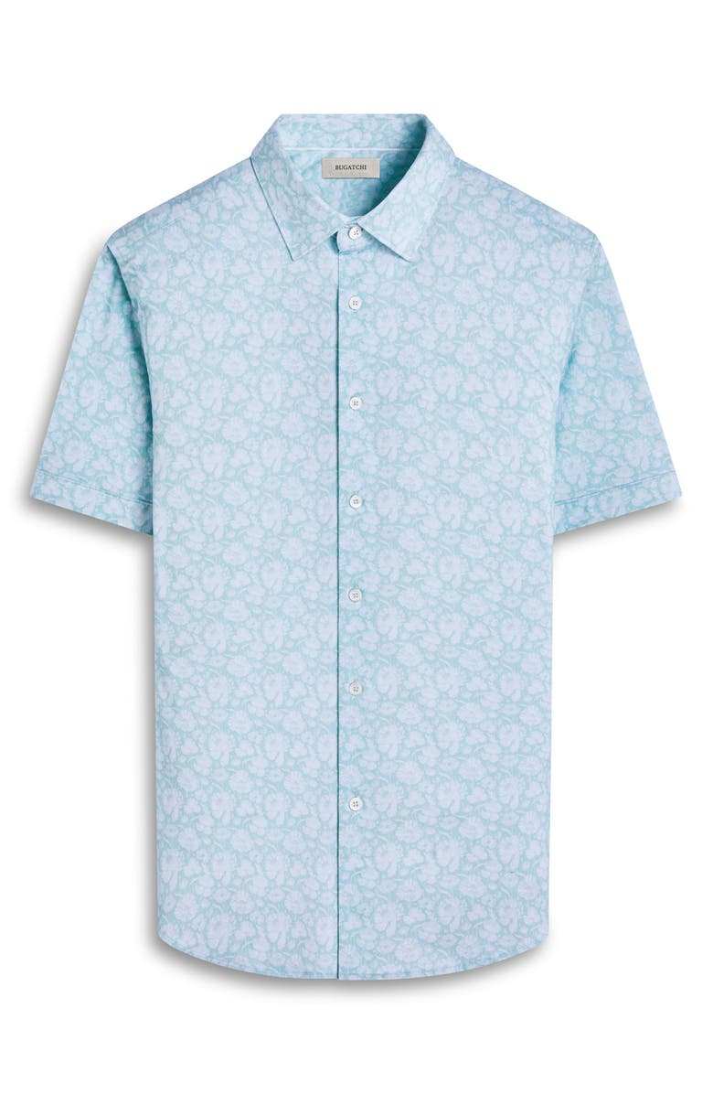 Bugatchi Miles OoohCotton<sup>®</sup> Floral Short Sleeve Button-Up Shirt, Alternate, color, Menthol