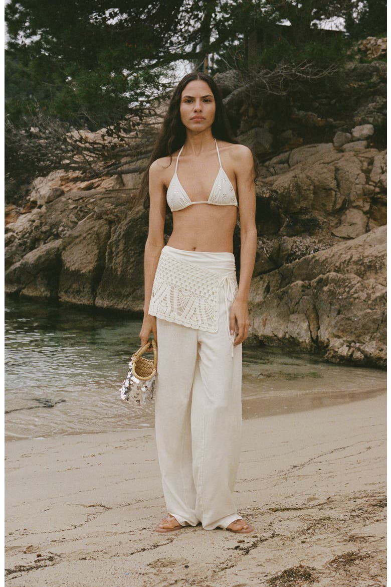 Crochet Miniskirt, Alternate, color, WHITE