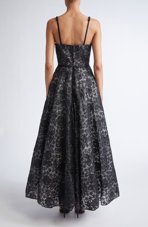 Giambattista Valli Sequin Floral Embroidered Corset Dress In Black