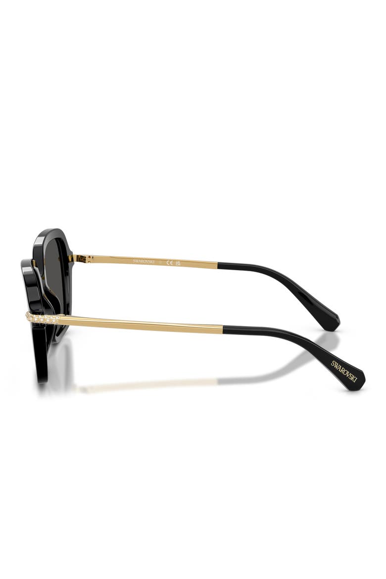 50mm Small Irregular Sunglasses, Alternate, color, BLACK / DARK GREY