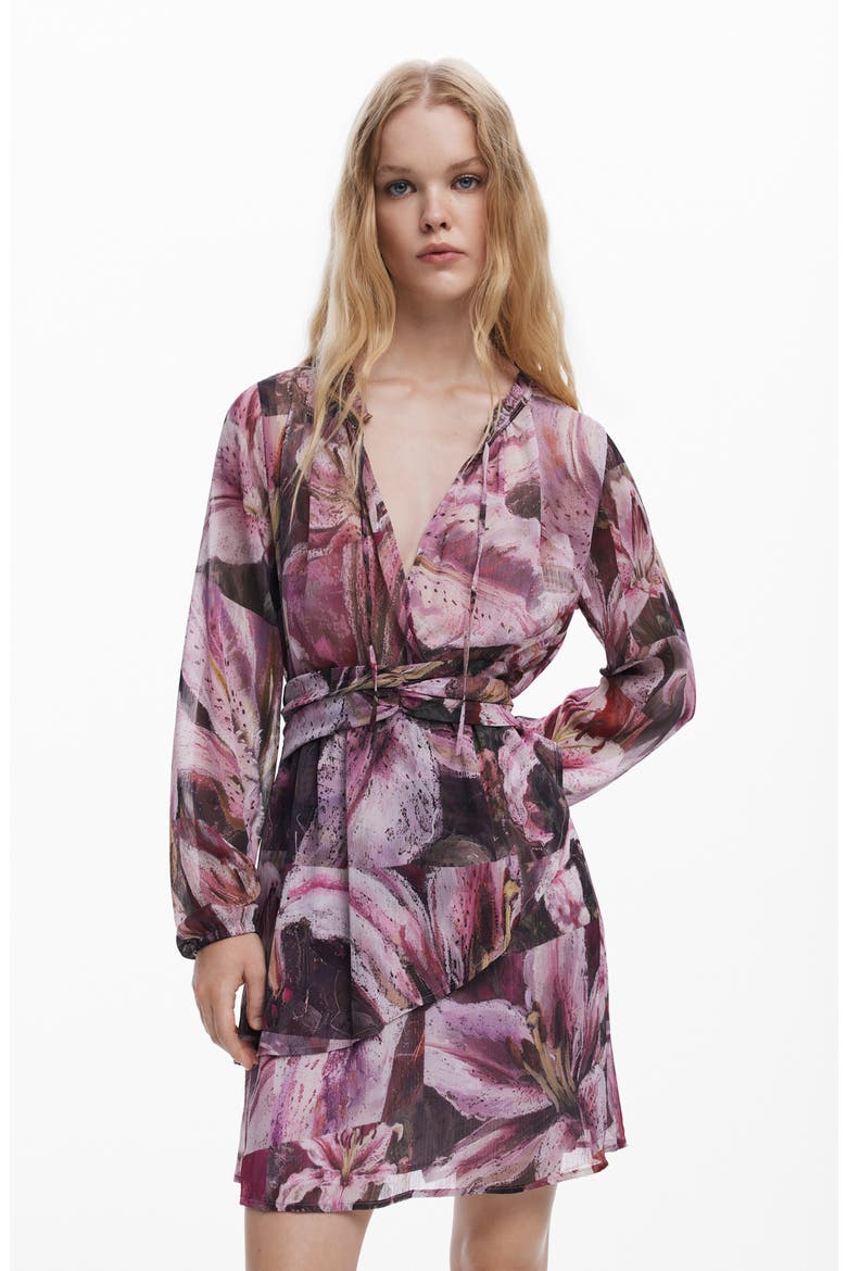 Lir Floral Print Long Sleeve Dress, Alternate, color, PURPLE FLORAL
