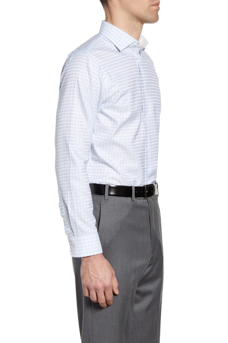 Trim Fit Non-Iron Dress Shirt, Alternate, color, BLUE COOL EOE PLAID