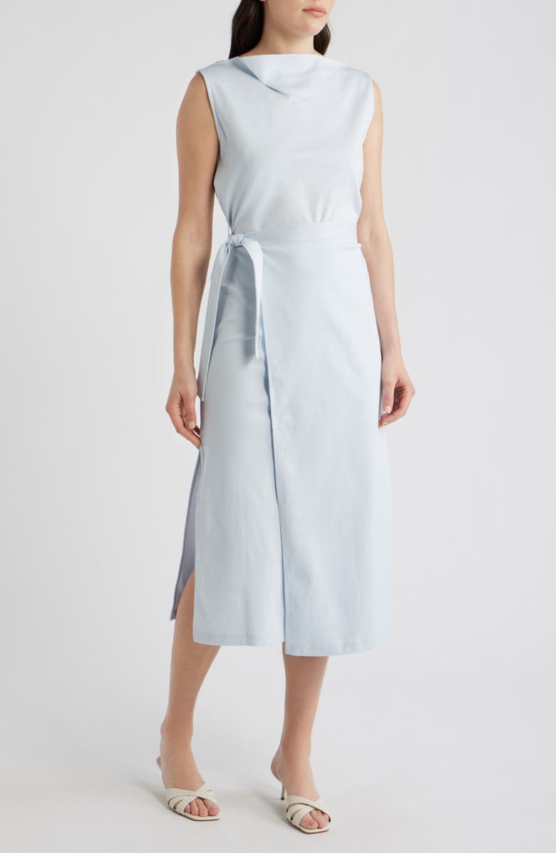 BOSS Emiaky Sleeveless Cotton Midi Dress, Main, color, Pale Lagoon