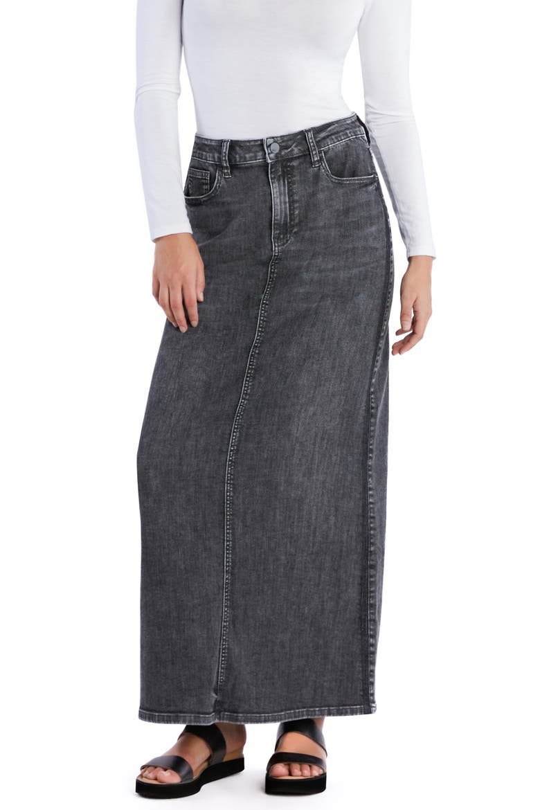 Maria Denim Maxi Skirt, Alternate, color, PATCH GREY