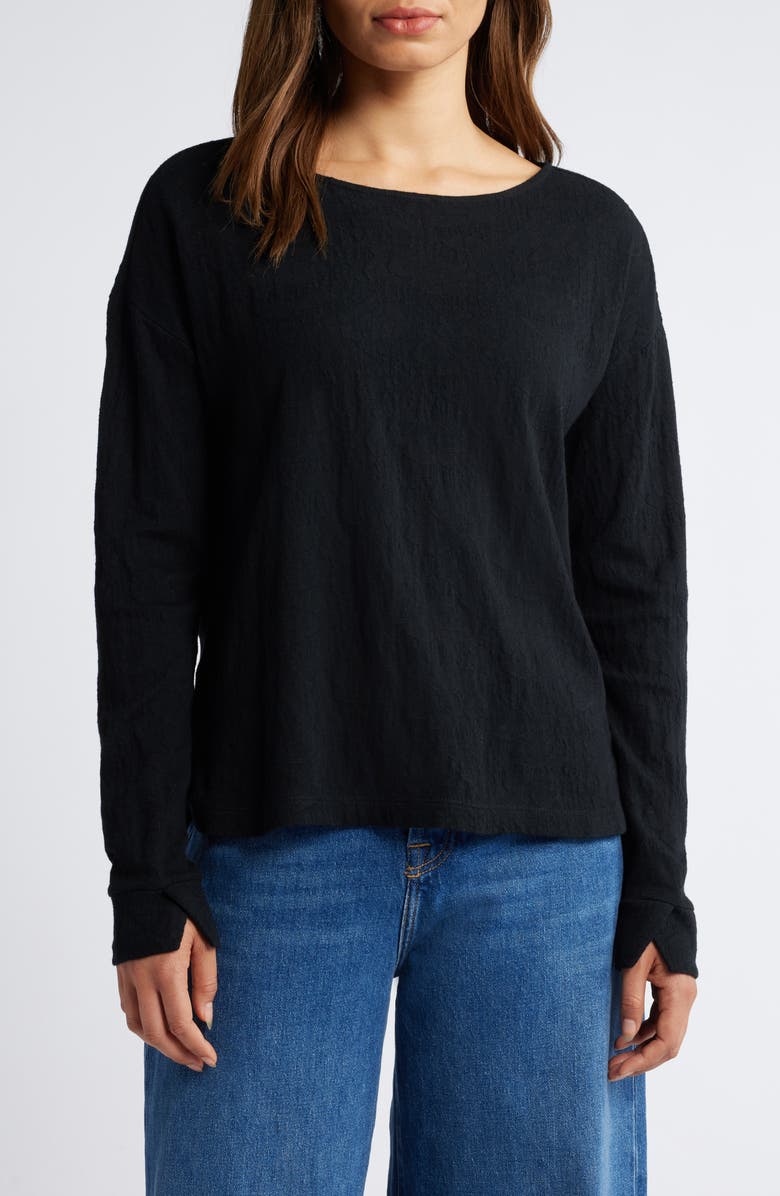 NIC+ZOE Relaxed Fit Cotton Jacquard T-Shirt, Main, color,