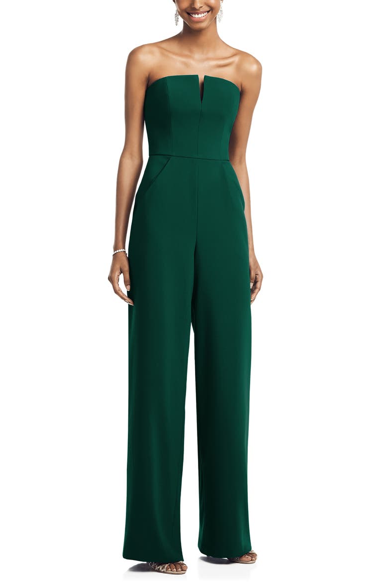 Strapless Crepe Jumpsuit, Main, color, HUNTER