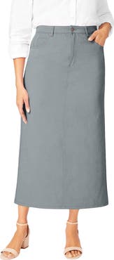 Jessica London Classic Cotton Denim Midi Skirt