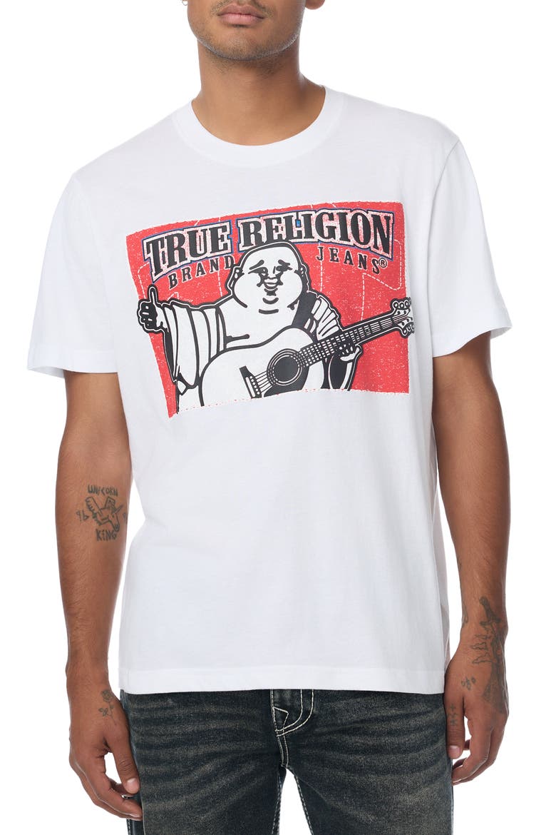 Stitched Block Buddha Graphic T-Shirt, Main, color, OPTIC WHITE