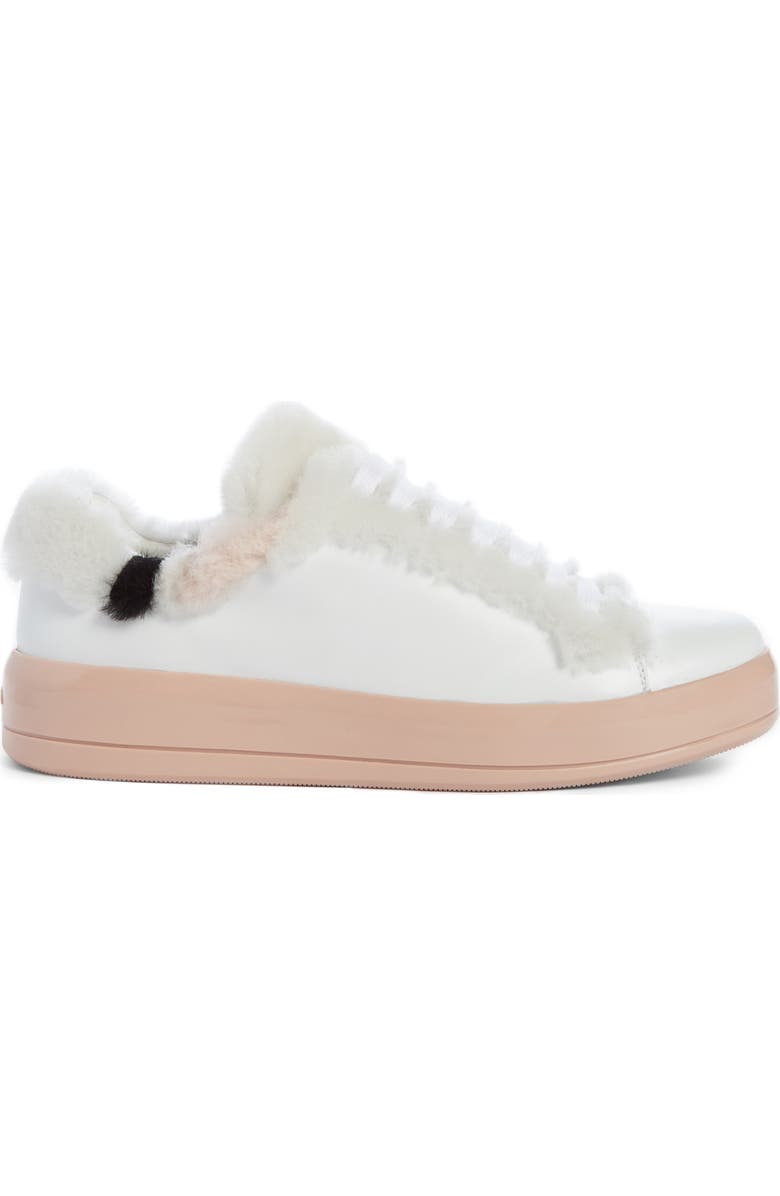 Prada Genuine Shearling Trim Platform Sneaker, Alternate, color,