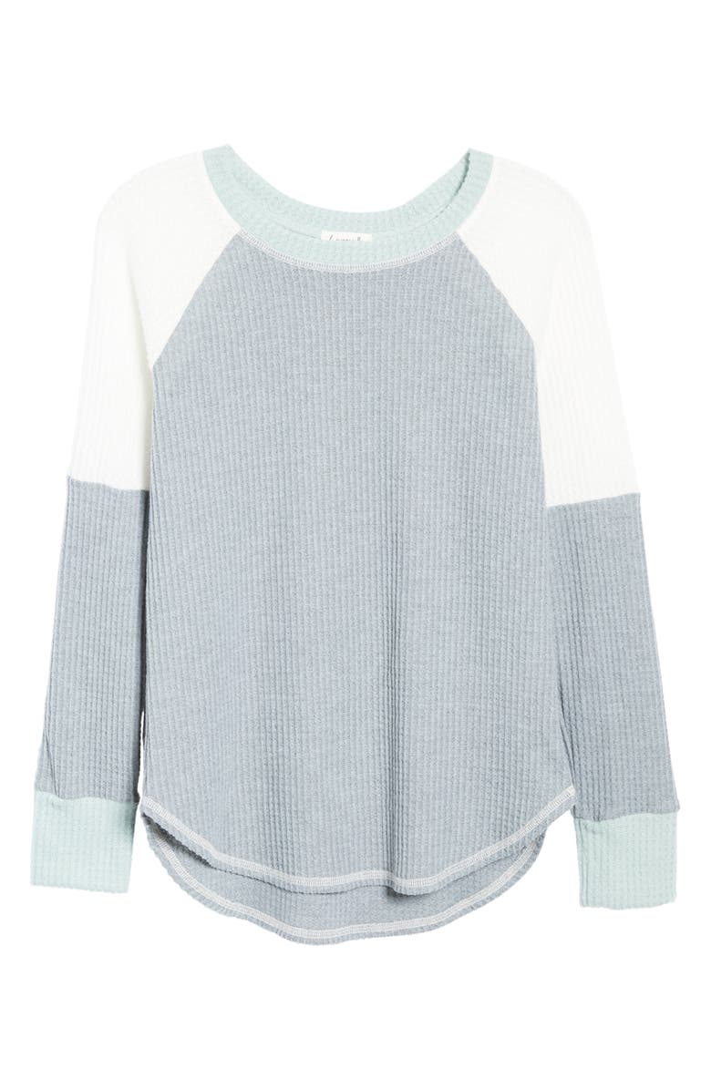 Loveappella Colorblock Raglan Sleeve Waffle Knit Top, Alternate, color,